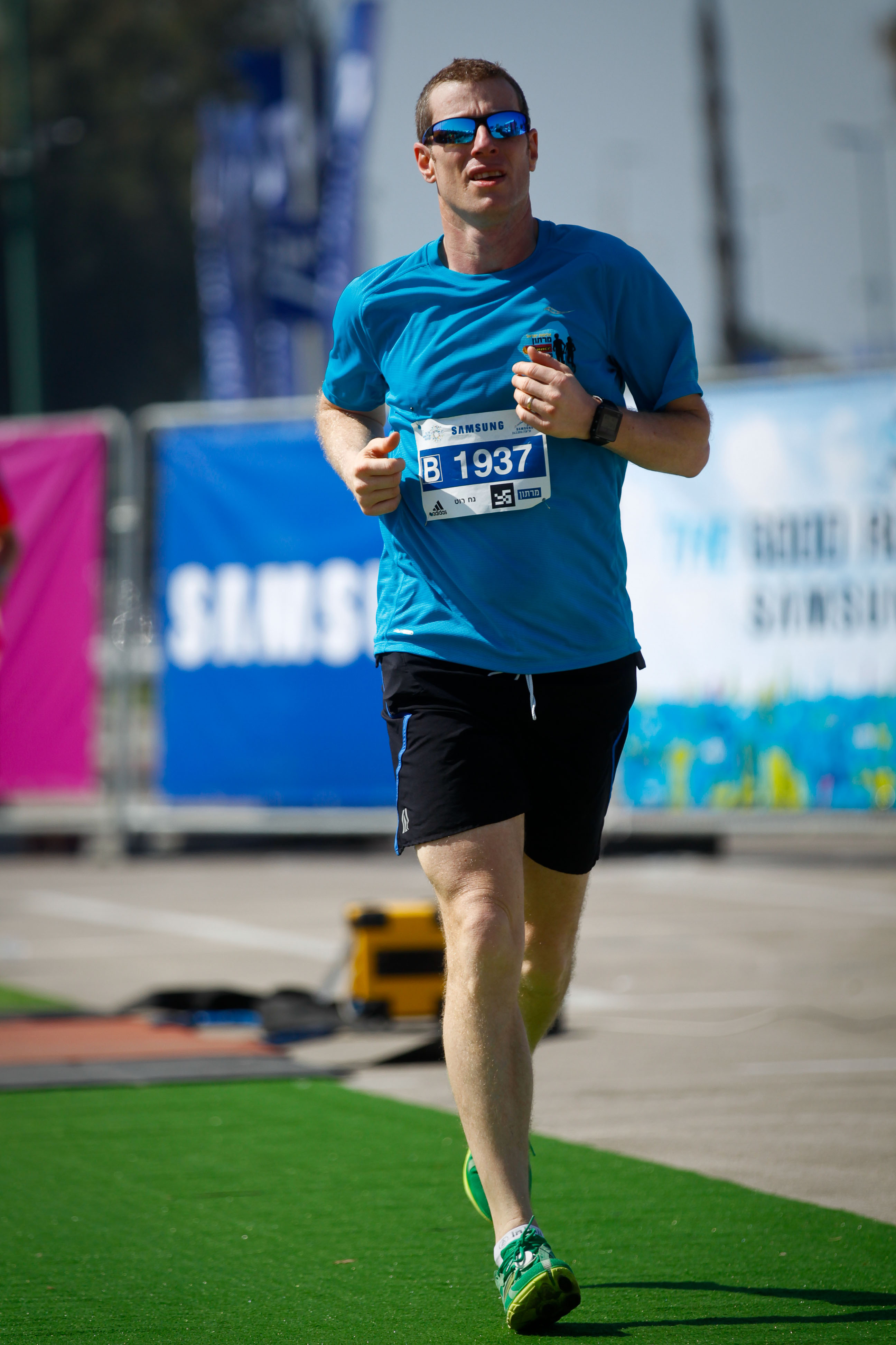 Noah Roth finishing the Tel Aviv Marathon in 2016. (Courtesy of Roth)