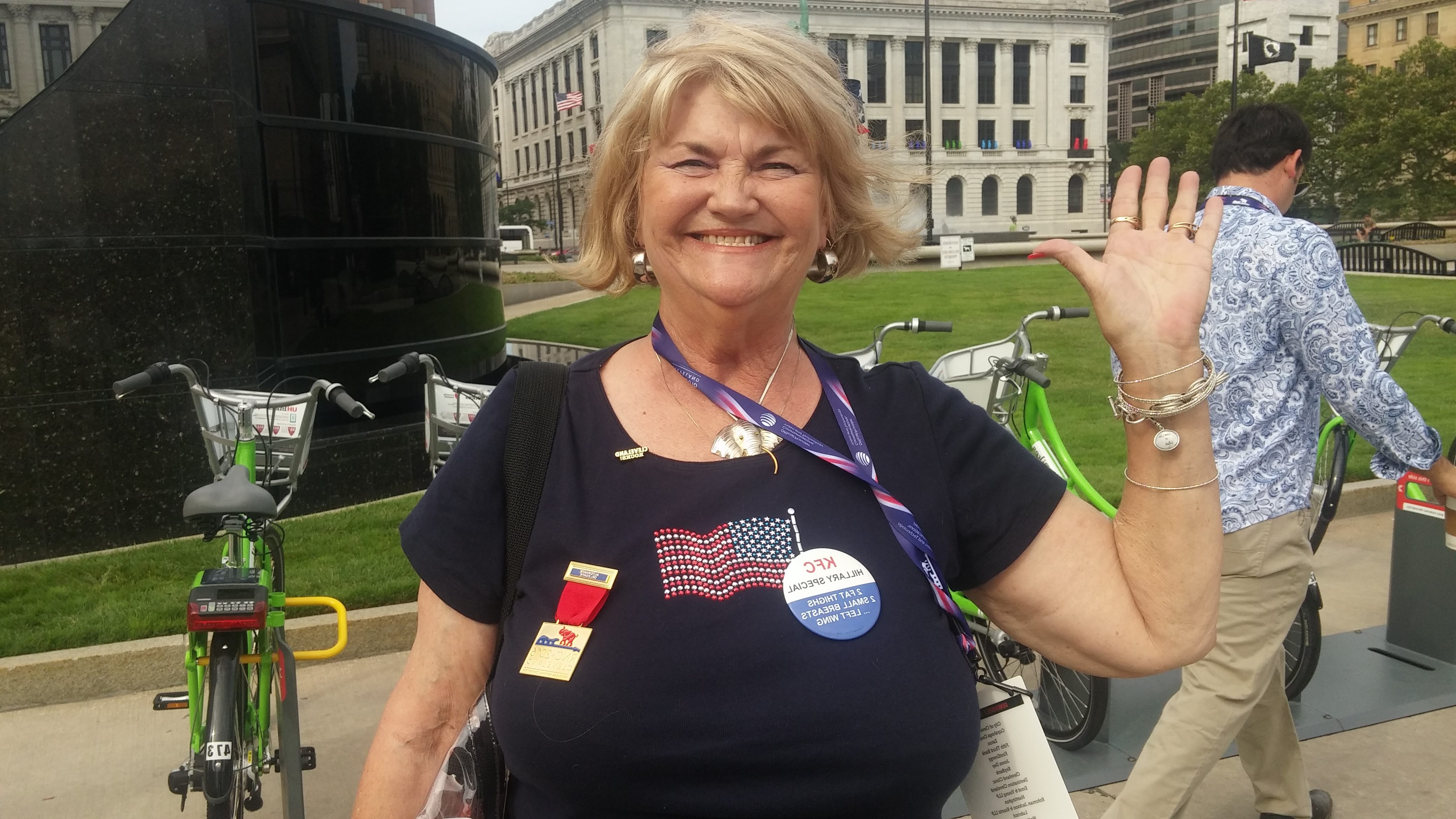 Judy Jackman, a member of Christians United for Israel from Texas, appreciates Trump's honesty and outsider status. (Ben Sales)