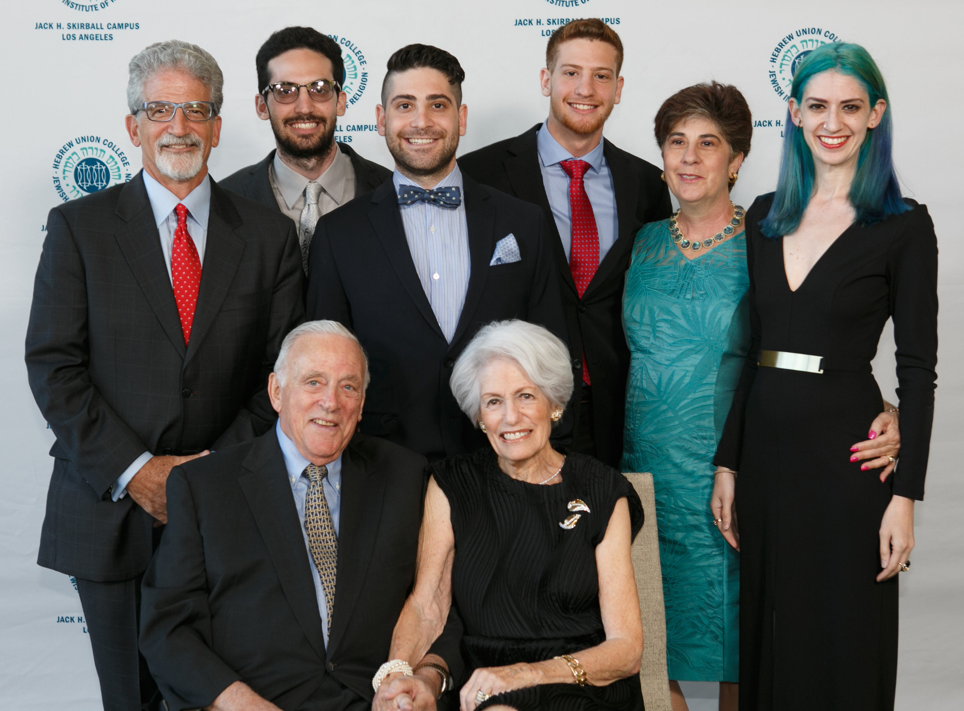 Standing, from left: Rabbi Thomas Louchheim; sons, Daniel, Jacob, and Benjamin; wife, Marcia; and daughter, Katie. Seated: The rabbi’s parents, Sandy and Marlene Louchheim.