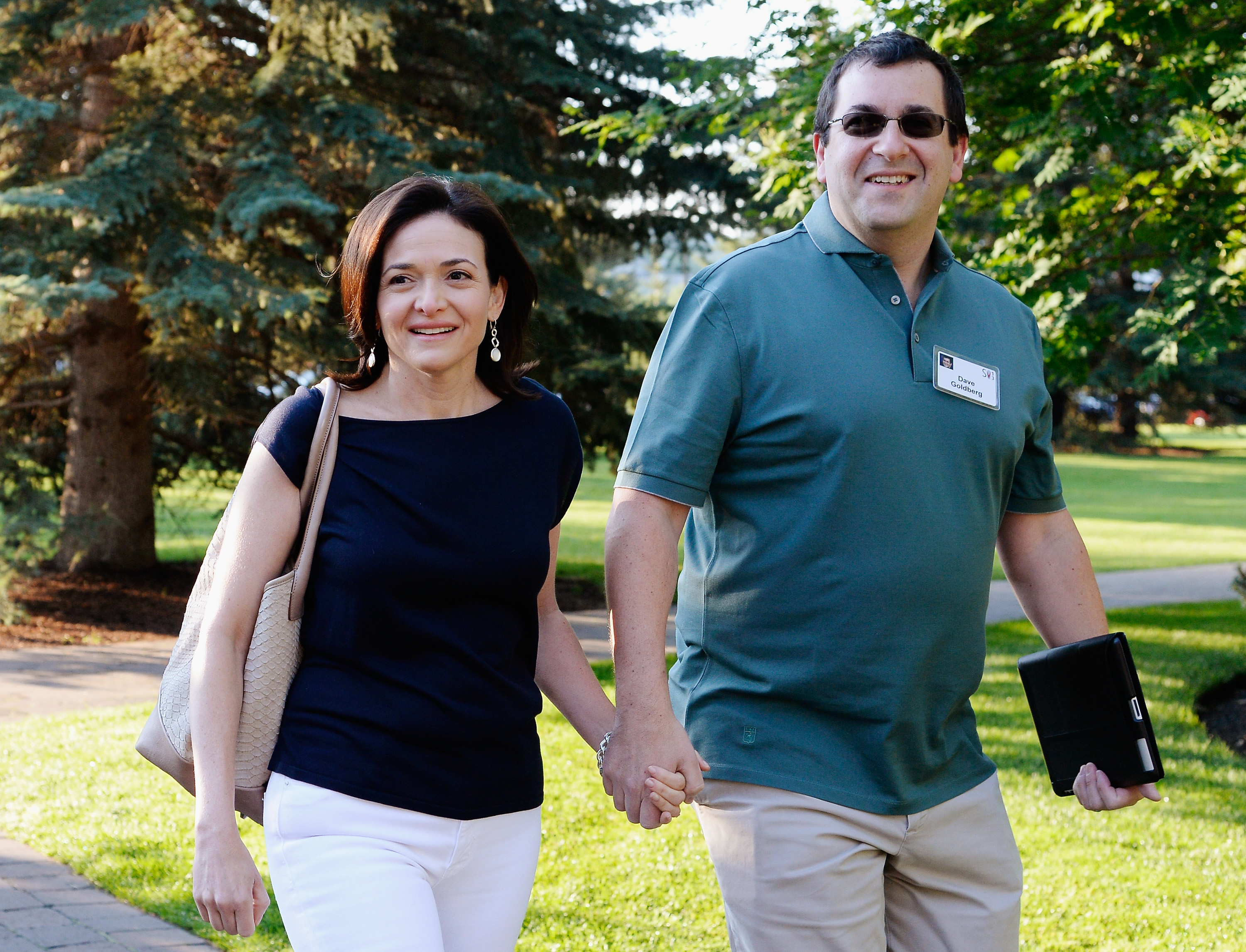 Dave Goldberg with wife Sheryl Sandberg in Sun Valley, Idaho, July 10, 2013. (Kevork Djansezian/Getty Images)