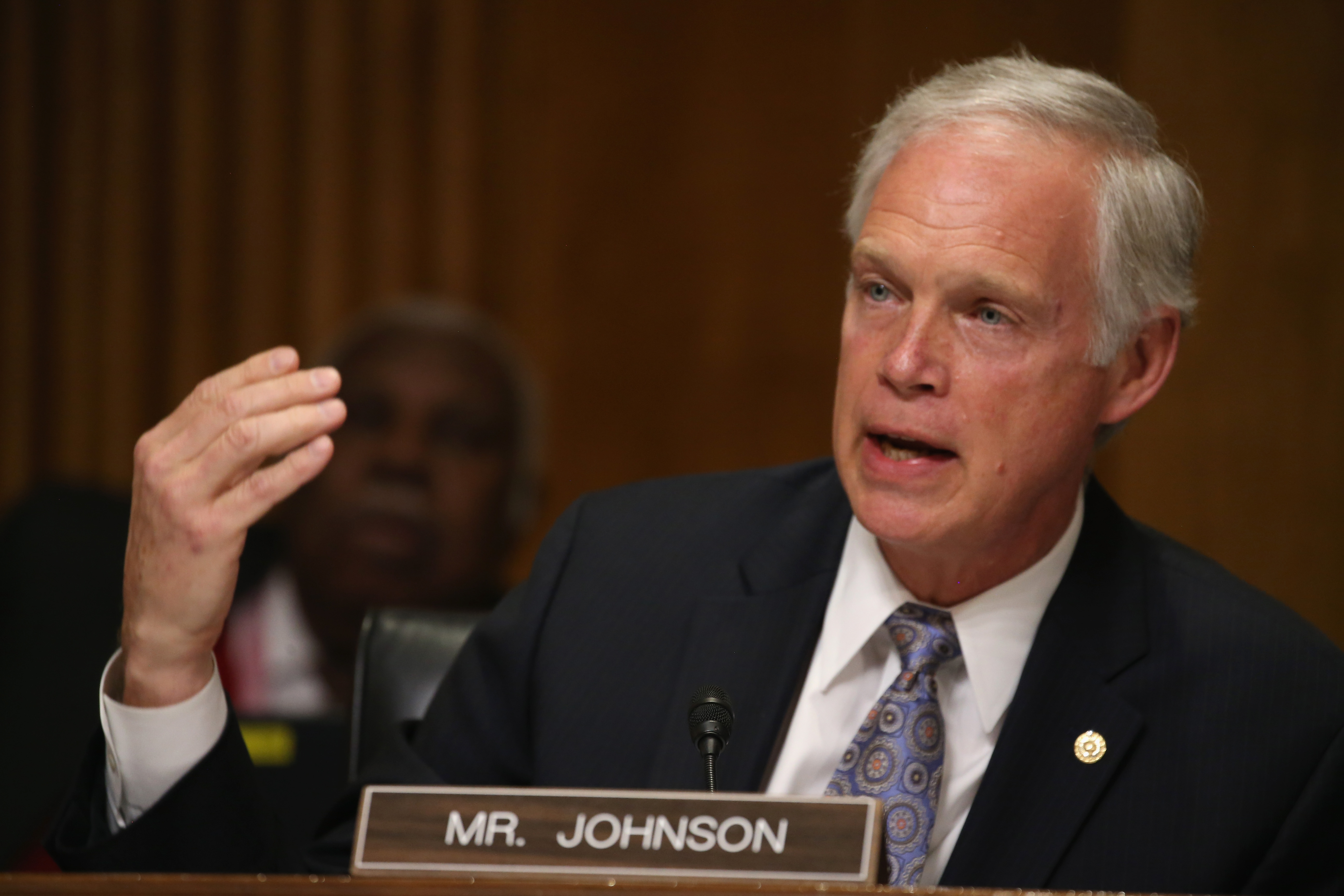 Sen. Ron Johnson, shown in a March 2015 hearing on Capitol Hill, says the heritage commission was used "to enrich a lobbyist." (Mark Wilson/Getty Images)