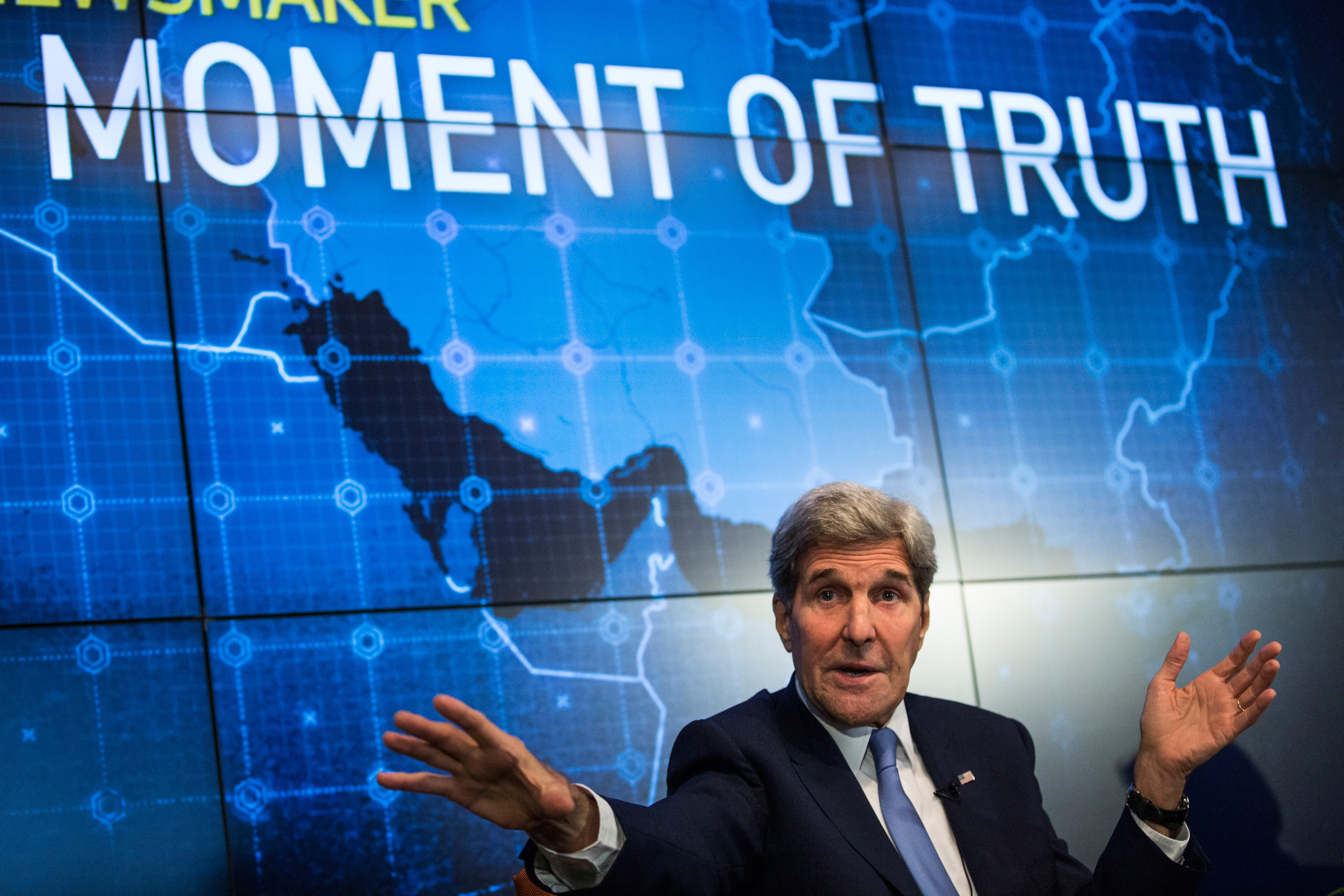 Secretary of State John Kerry speaking in New York City about the Iran deal, Aug. 11, 2015. (Andrew Burton/Getty Images)