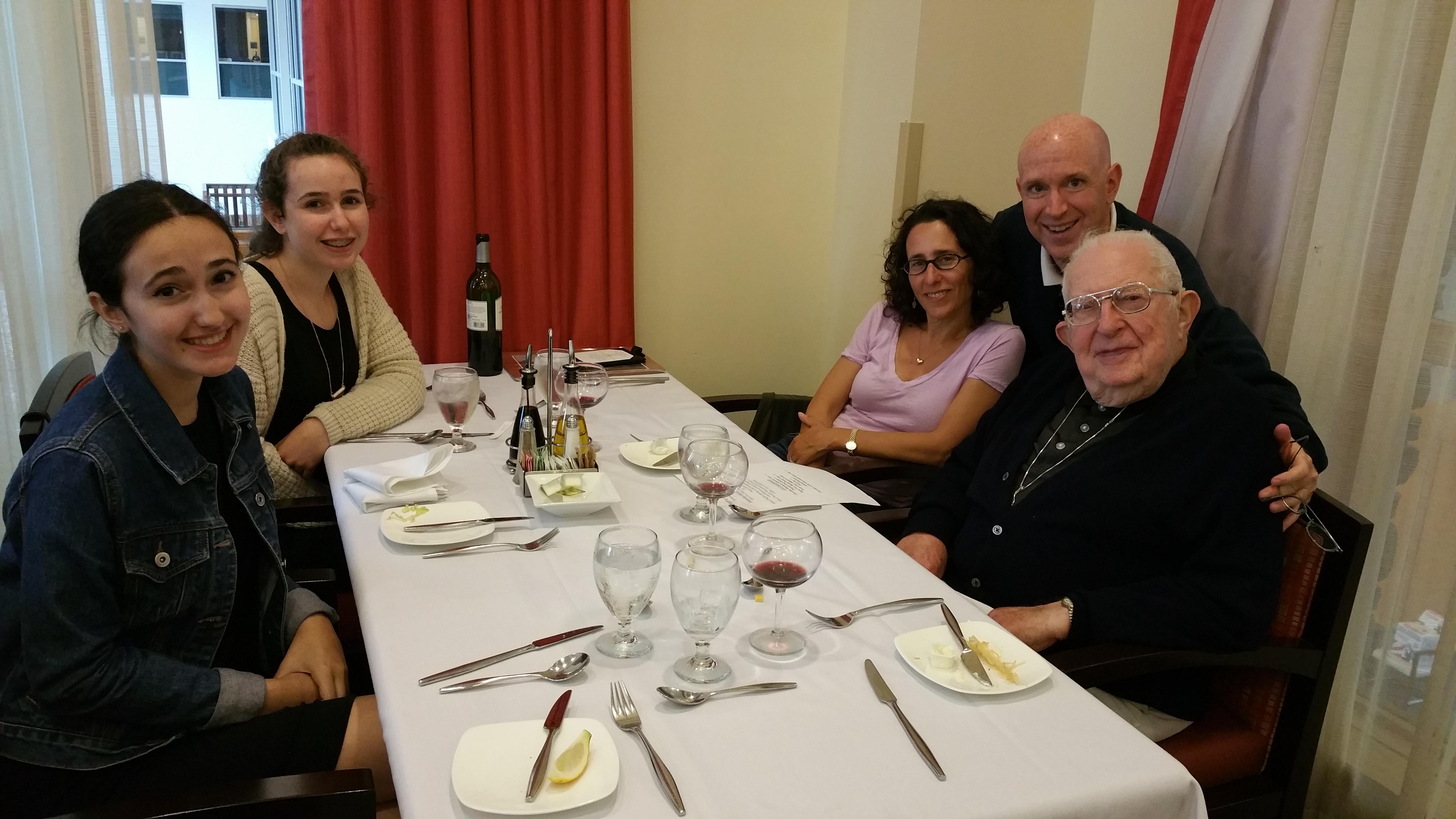 (L-R) Rachel, Maya, Nanci and Douglas Levy with Irving Silverman