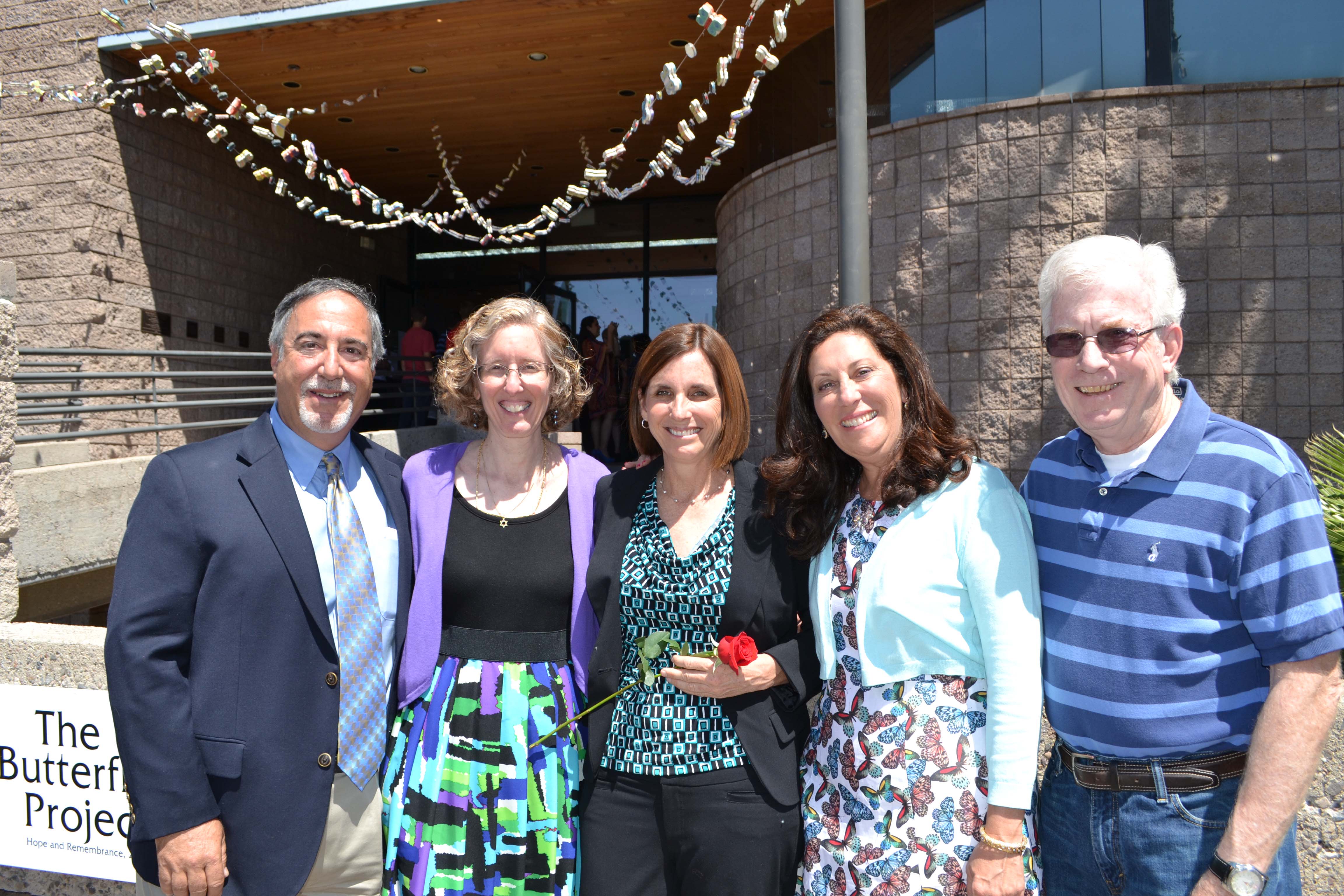 Pictured: (L-R) Wayne Gould (project co-chair), Michelle Blumenberg (Hillel executive director), U.S. Rep. Martha McSally, Amy Gould (project co-chair), Mark Hanna (incoming Hillel board chair) (Photo: Marty Johnston)