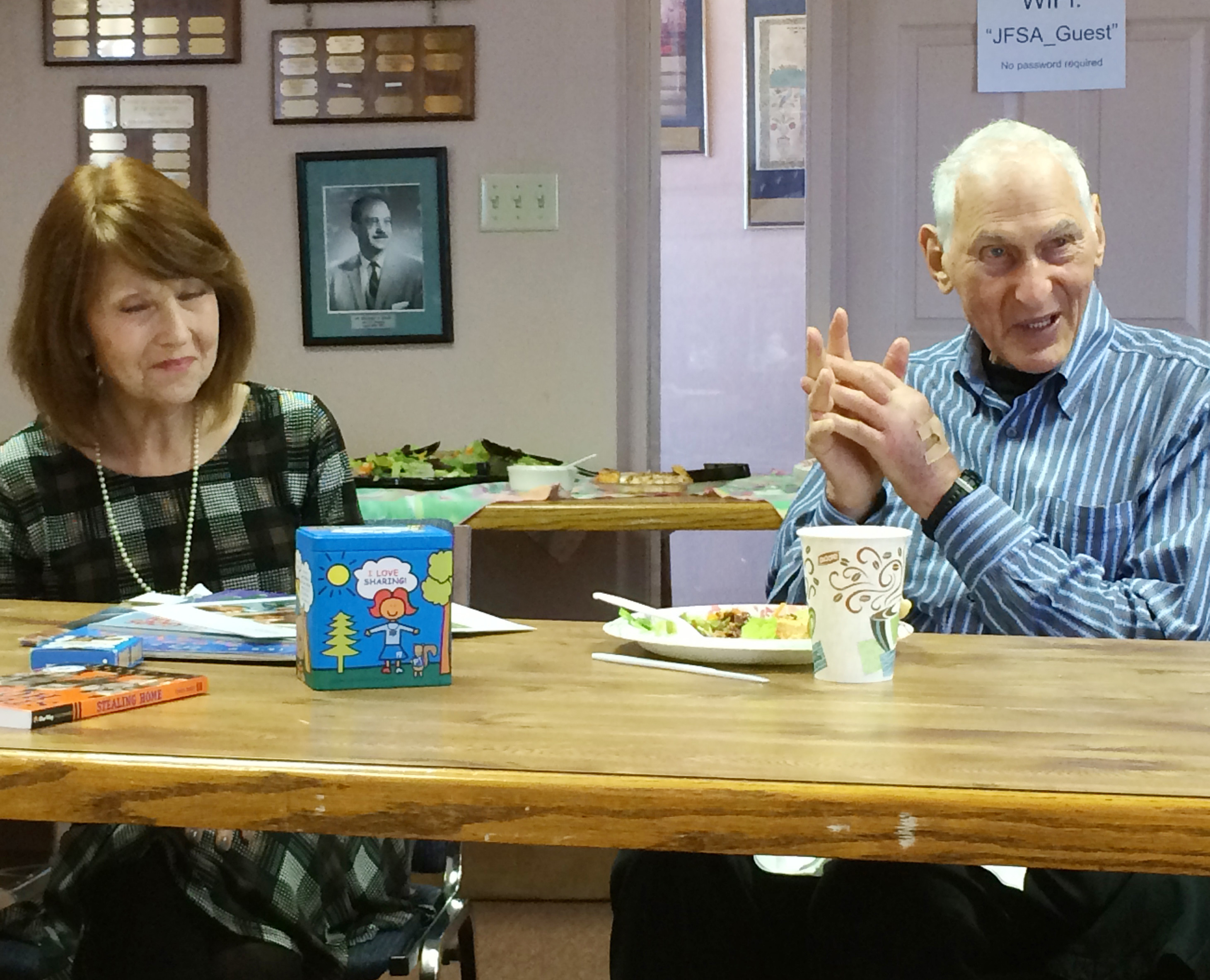 Rosalie Eisen, PJ Library program officer with the Harold Grinspoon Foundation, and philanthropist Harold Grinspoon at the Jewish Federation of Southern Arizona