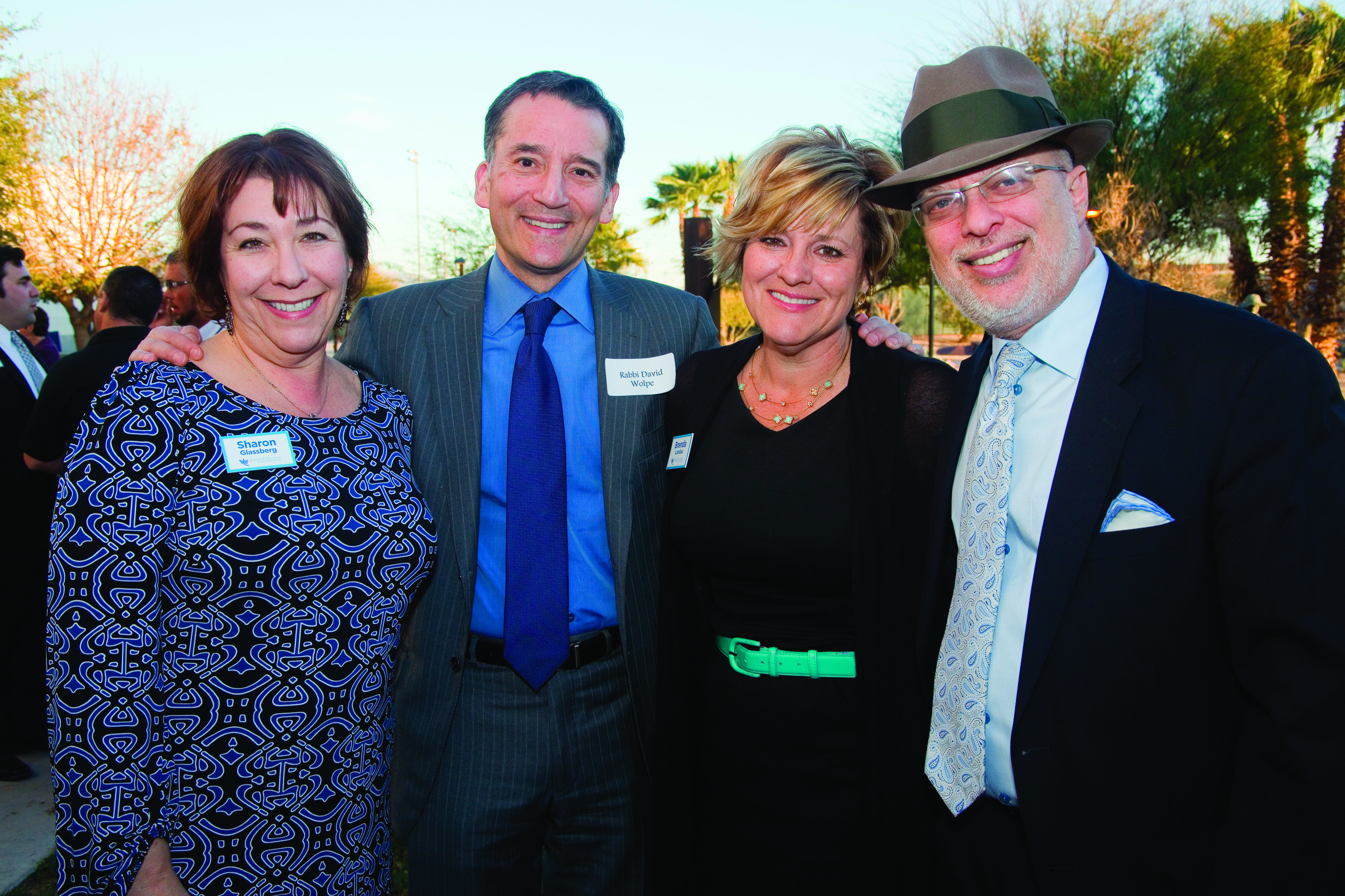 (L-R): Sharon Glassberg, Jewish Federation of Southern Arizona vice president; Rabbi David Wolpe; Brenda Landau, JFSA senior vice president; and Stuart Mellan, JFSA president and CEO, at “Together” event Feb. 12. (Martha Lochert)